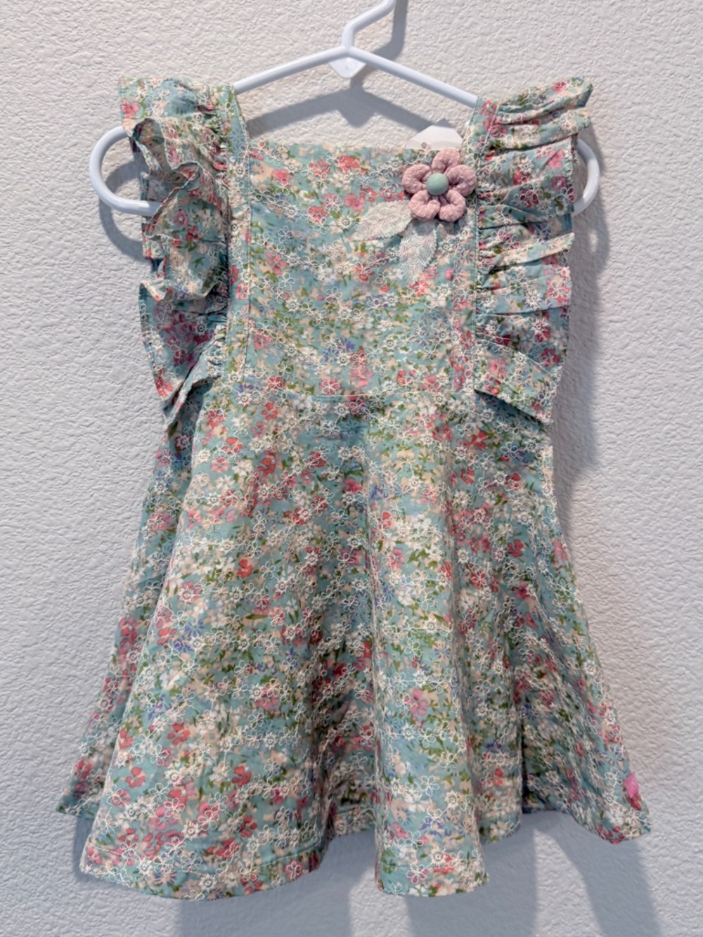 Peppermint Baby Floral Dress 12M Cottagecore Heirloom Ruffle Garden Flower Girl